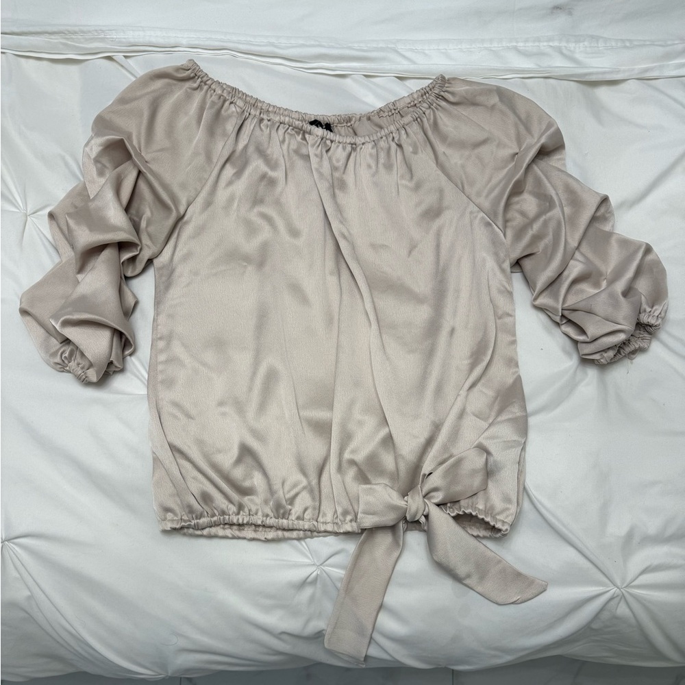 MSK Cream Off-Shoulder Blouse with Bow